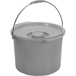 Commode Pail with Lid - 12 Quart, Gray