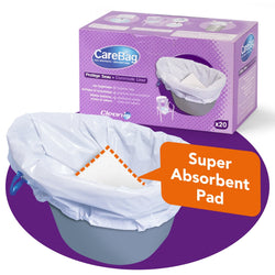 Carebag Commode Pail Liners – 16 oz. (20-1/2" x 15-3/4") Box of 20