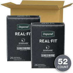 Depend Real Fit Incontinence Adult Underwear for Men - Large/X-Large (52 Count, Grey)